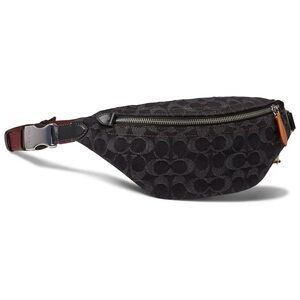 Coach Charter Mini Belt Bag in Signature Denim - Black with silver hardware